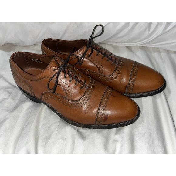 Allen Edmonds Strand WEATHERPROOF Toe Oxford Leather Dress Shoe Walnut Size 10 B - Picture 1 of 7